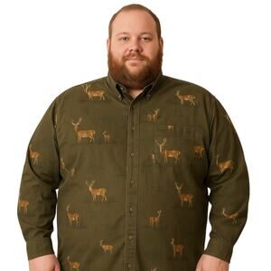 Columbia River Lodge Men’s 3XLT Deer Print Button Down Long Sleeve Shirt